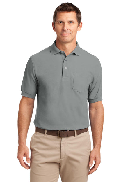 Port Authority Silk Touch Polo with Pocket.  K500P Cool Grey