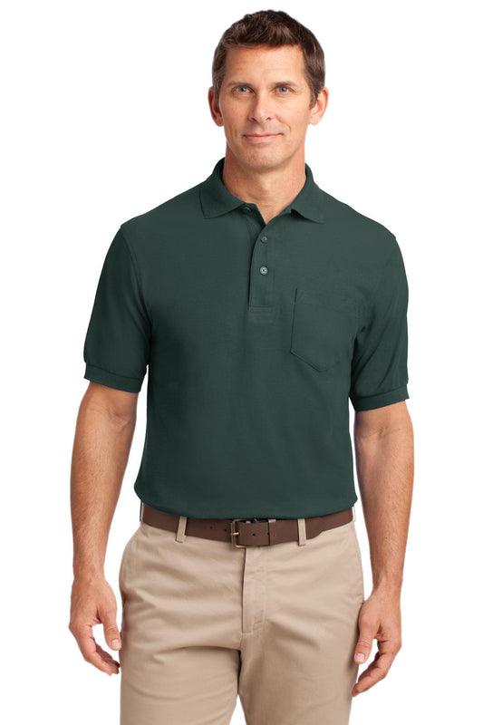 Port Authority Silk Touch Polo with Pocket.  K500P Dark Green