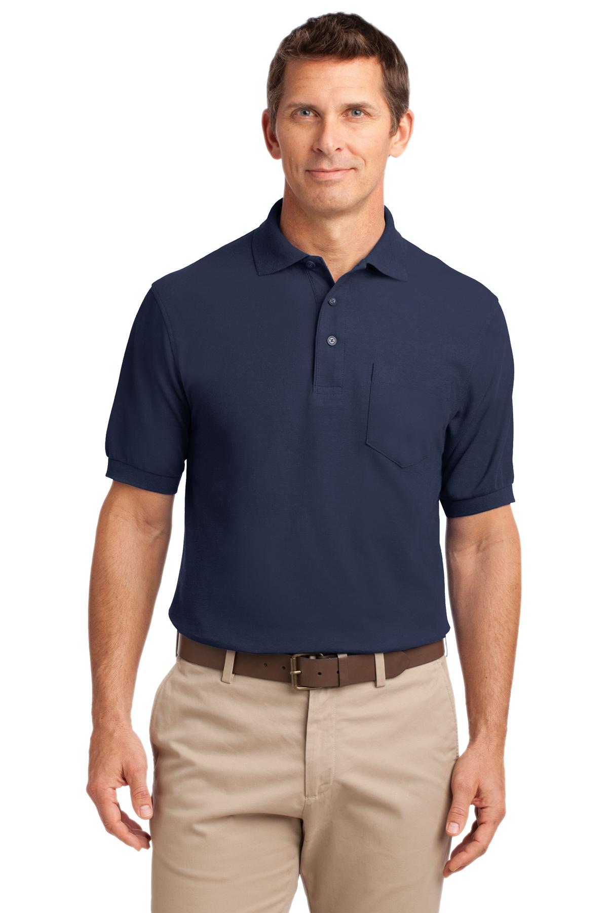 Port Authority Silk Touch Polo with Pocket.  K500P Navy