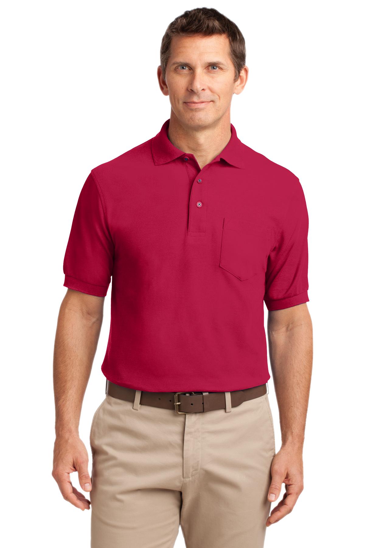 Port Authority Silk Touch Polo with Pocket.  K500P Red