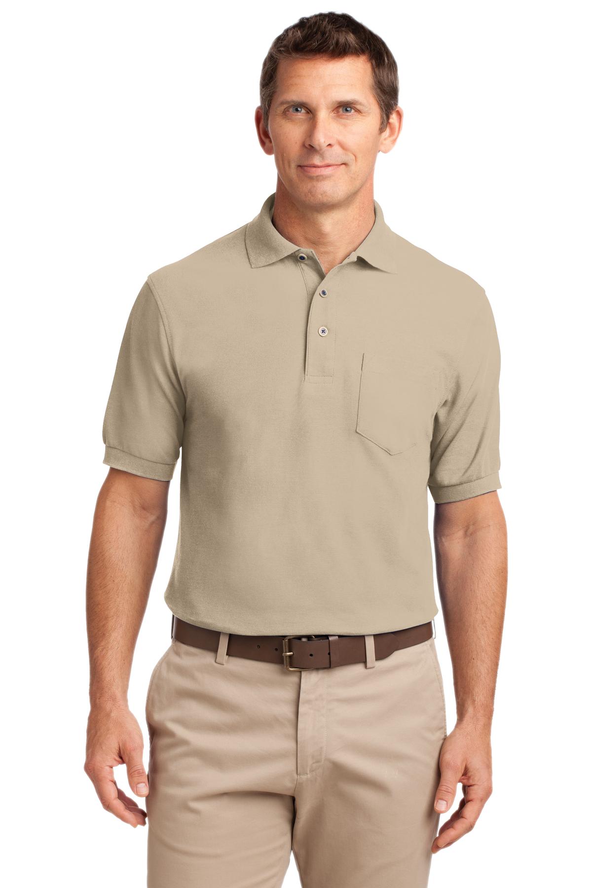 Port Authority Silk Touch Polo with Pocket.  K500P Stone