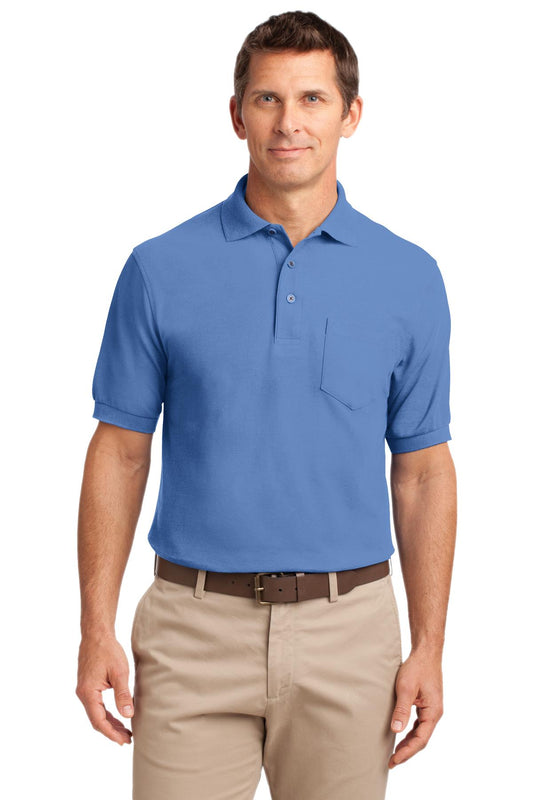 Port Authority Silk Touch Polo with Pocket.  K500P Ultramarine Blue