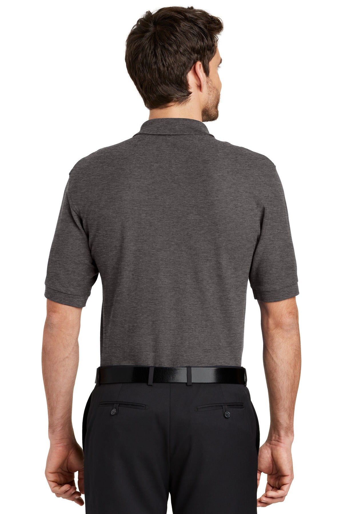 Port Authority Silk Touch Polo K500 Charcoal Heather Grey