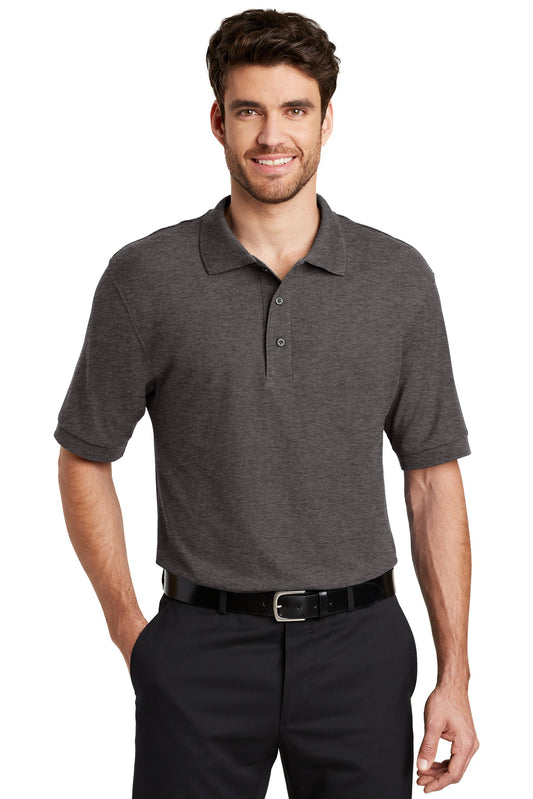 Port Authority Silk Touch Polo K500 Charcoal Heather Grey