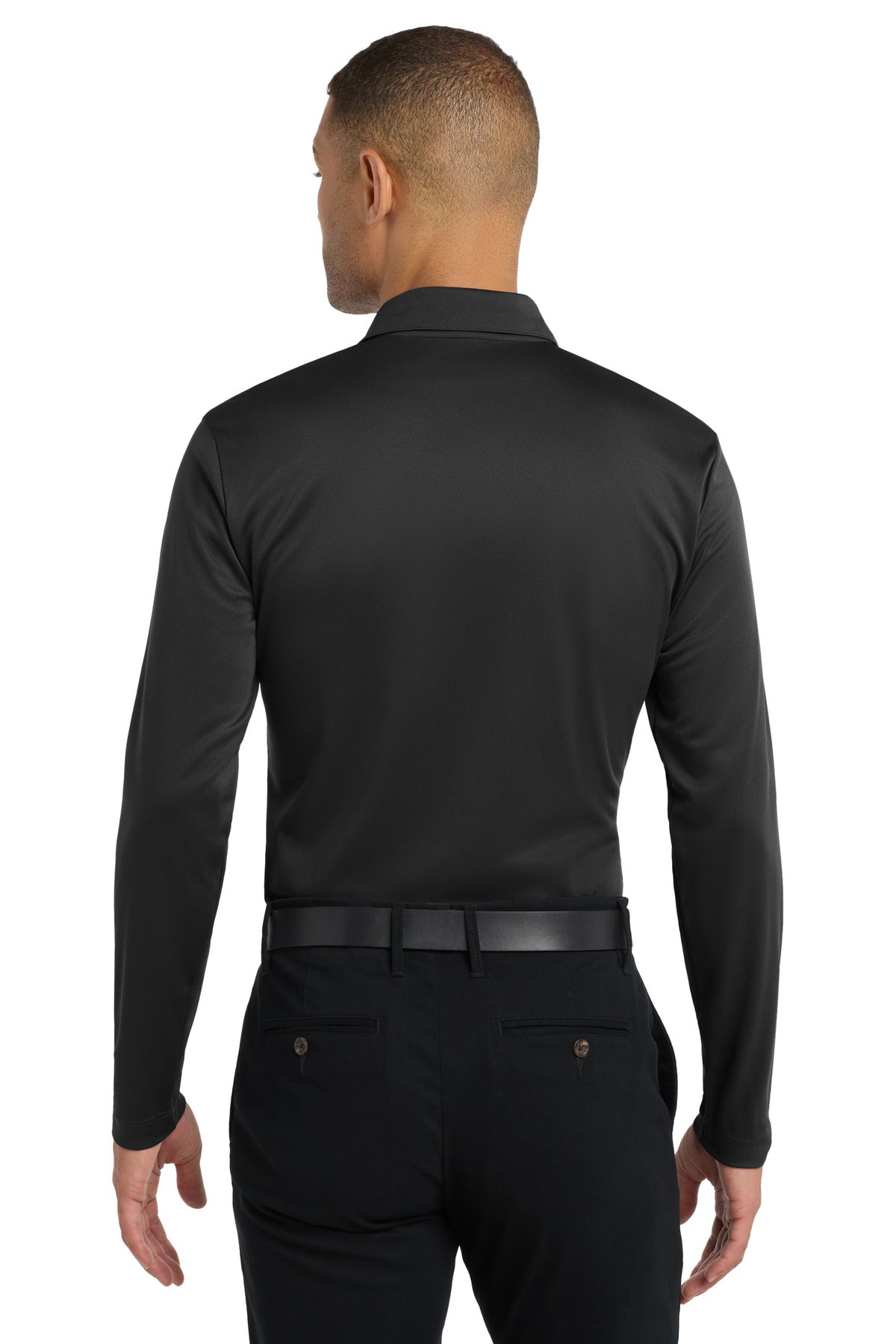 Port Authority Silk Touch Performance Long Sleeve Polo. K540LS Black