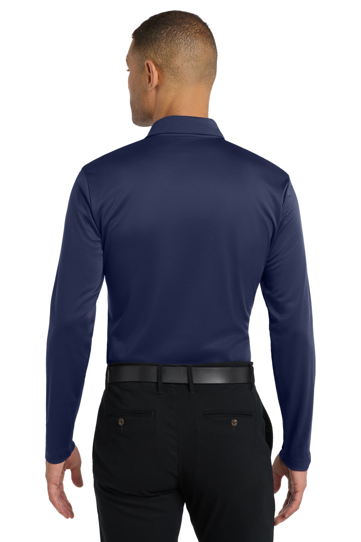 Port Authority Silk Touch Performance Long Sleeve Polo. K540LS Navy