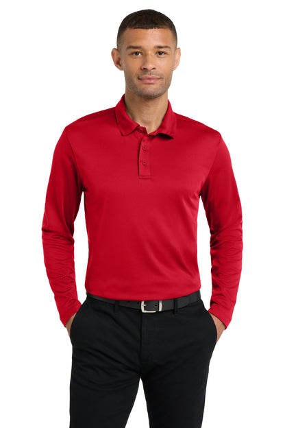 Port Authority Silk Touch Performance Long Sleeve Polo. K540LS Red