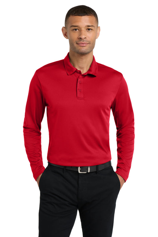 Port Authority Silk Touch Performance Long Sleeve Polo. K540LS Red