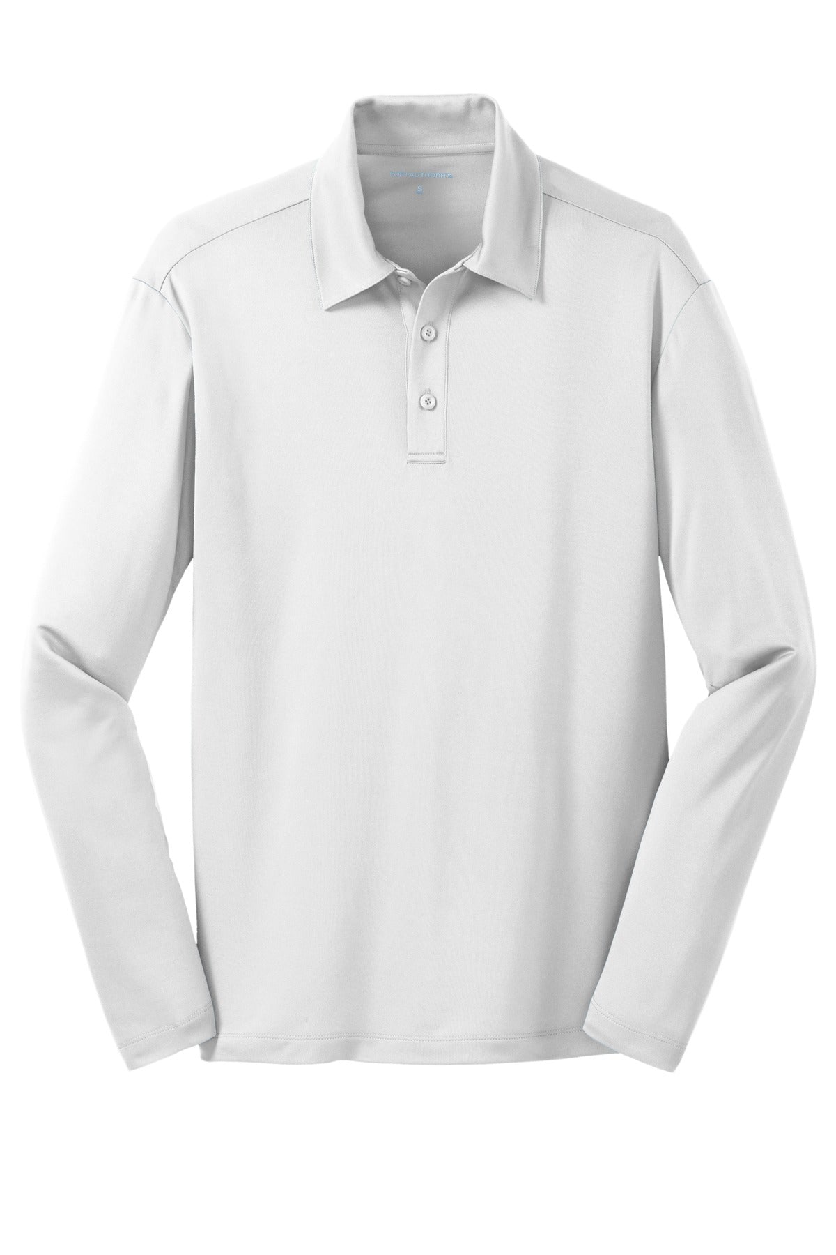 Port Authority Silk Touch Performance Long Sleeve Polo. K540LS White