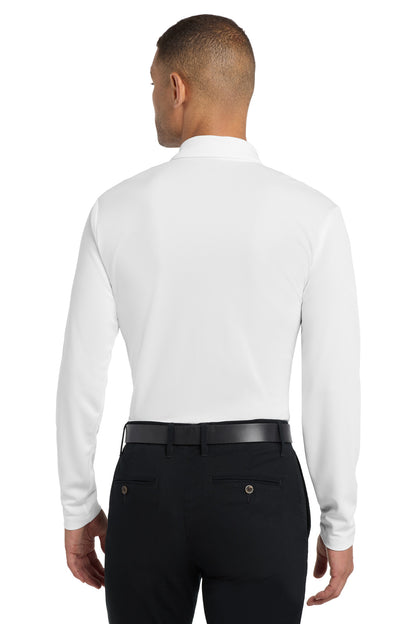 Port Authority Silk Touch Performance Long Sleeve Polo. K540LS White