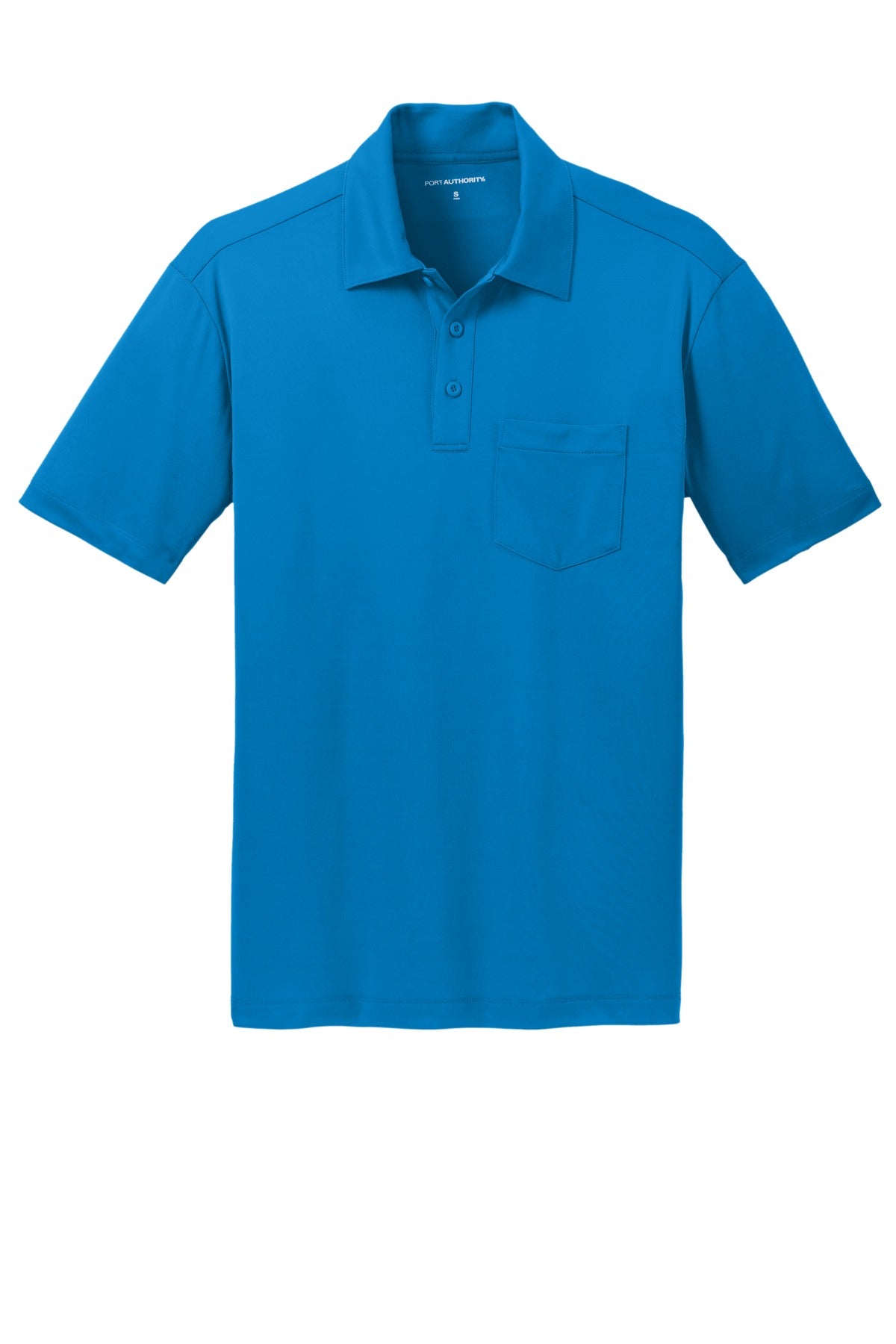 Port Authority Silk Touch Performance Pocket Polo. K540P Brilliant Blue