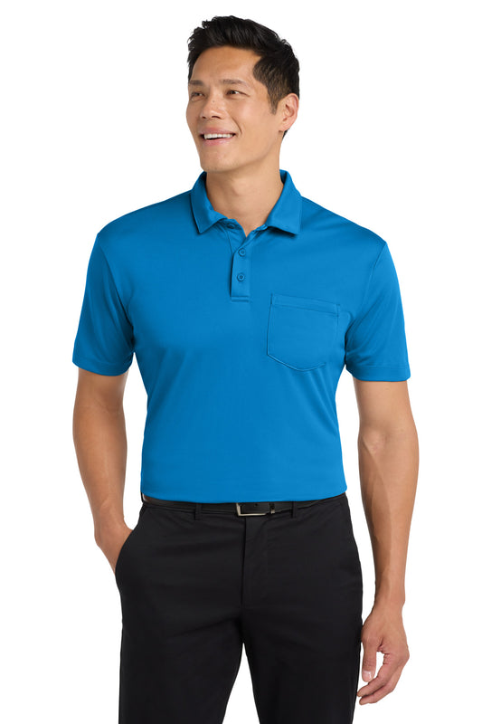 Port Authority Silk Touch Performance Pocket Polo. K540P Brilliant Blue