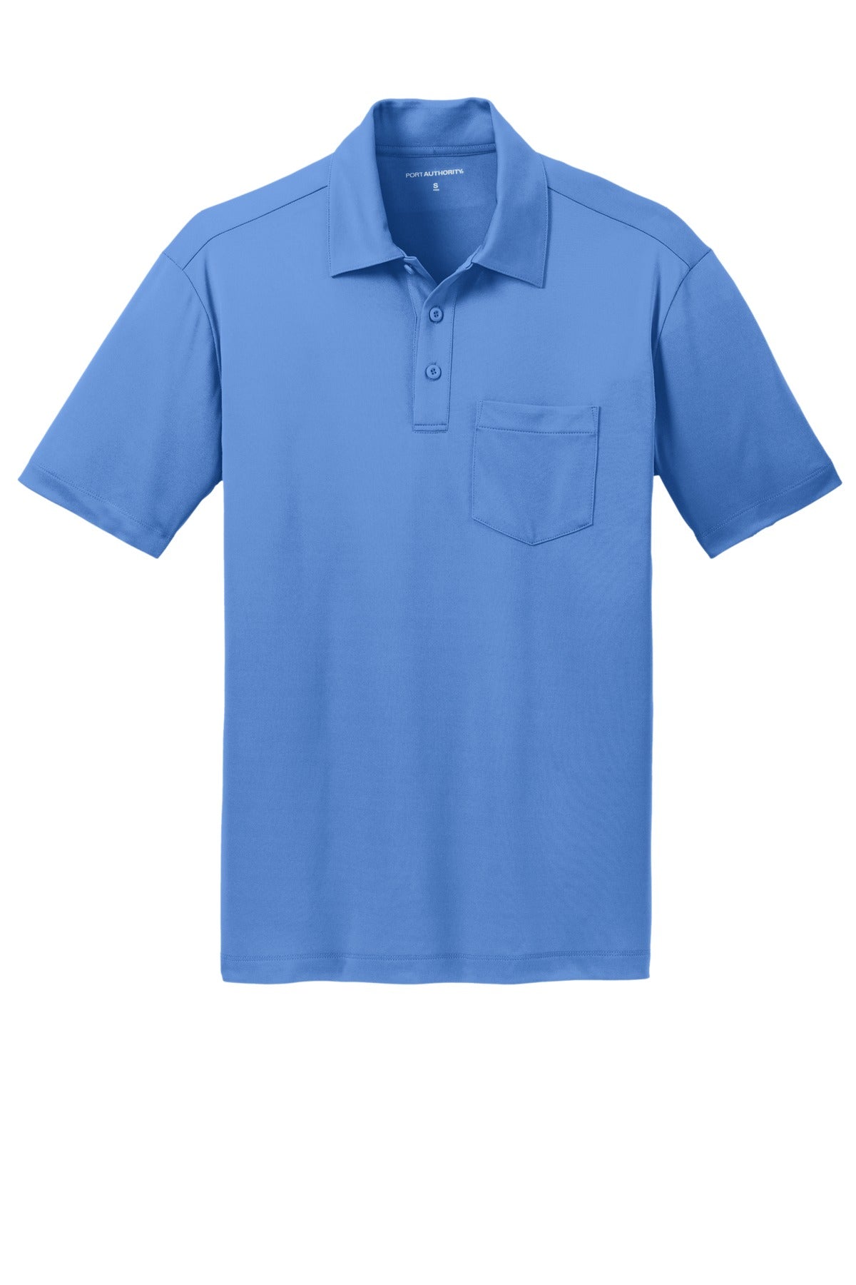 Port Authority Silk Touch Performance Pocket Polo. K540P Carolina Blue