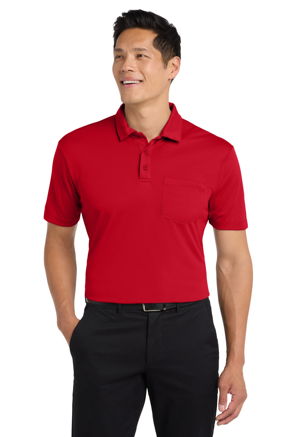 Port Authority Silk Touch Performance Pocket Polo. K540P Red