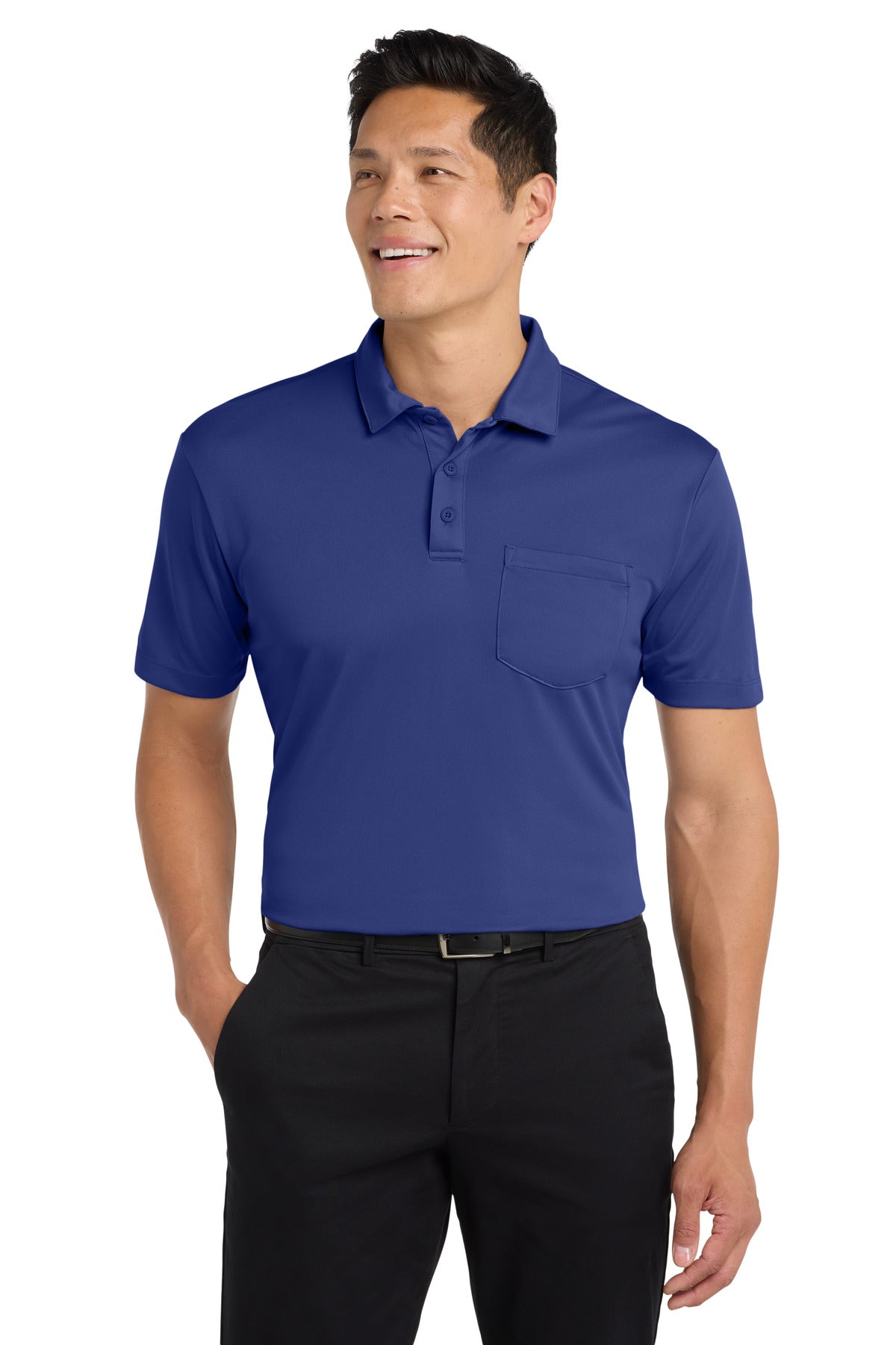 Port Authority Silk Touch Performance Pocket Polo. K540P Royal