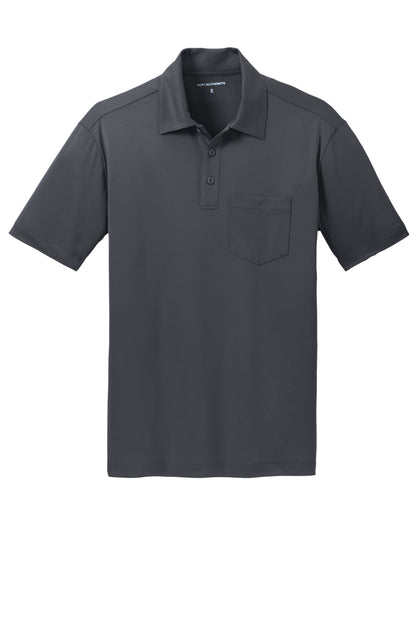 Port Authority Silk Touch Performance Pocket Polo. K540P Steel Grey