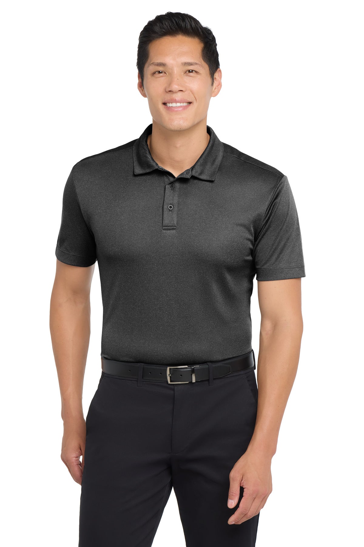 Port Authority Heathered Silk Touch Performance Polo K542 Black Heather
