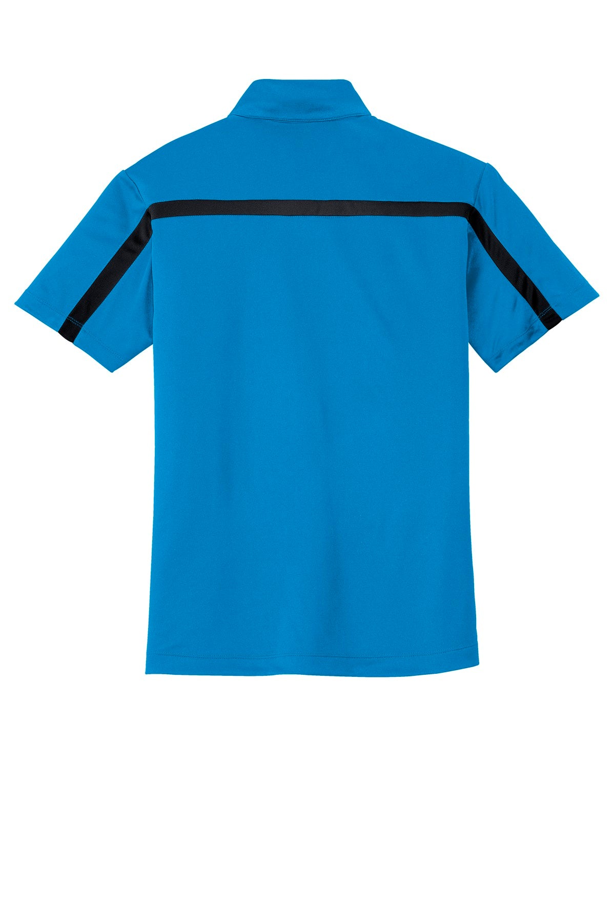 Port Authority Silk Touch Performance Colorblock Stripe Polo. K547 Brilliant Blue/ Black
