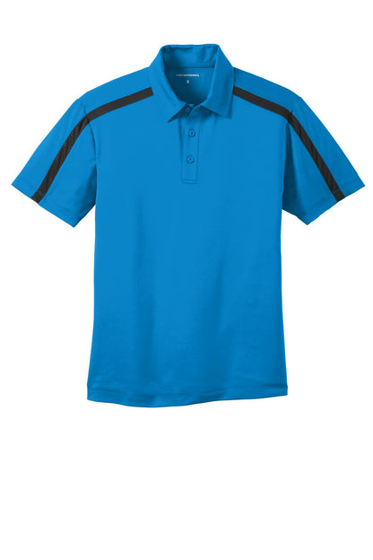 Port Authority Silk Touch Performance Colorblock Stripe Polo. K547 Brilliant Blue/ Black