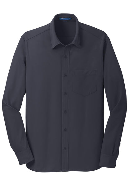 Port Authority Dimension Knit Dress Shirt. K570 Battleship Grey