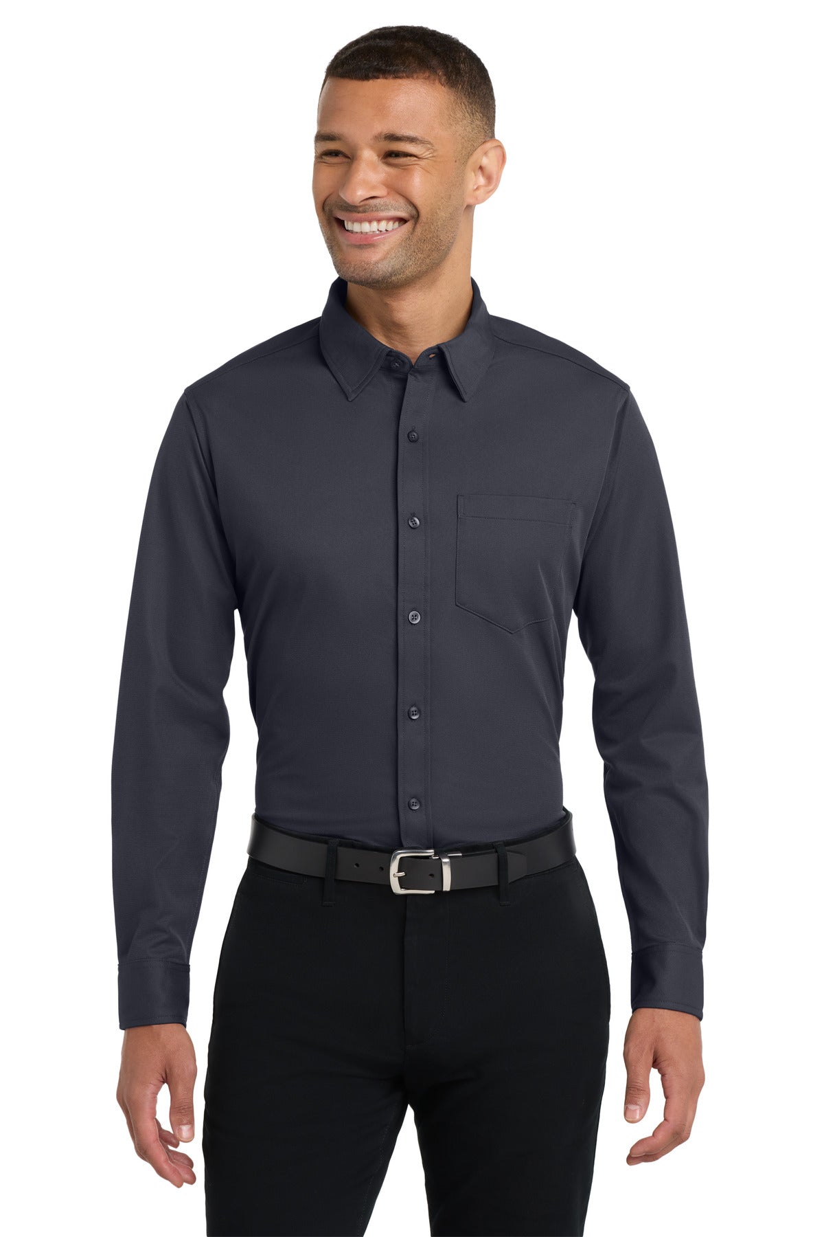 Port Authority Dimension Knit Dress Shirt K570 Battleship Grey