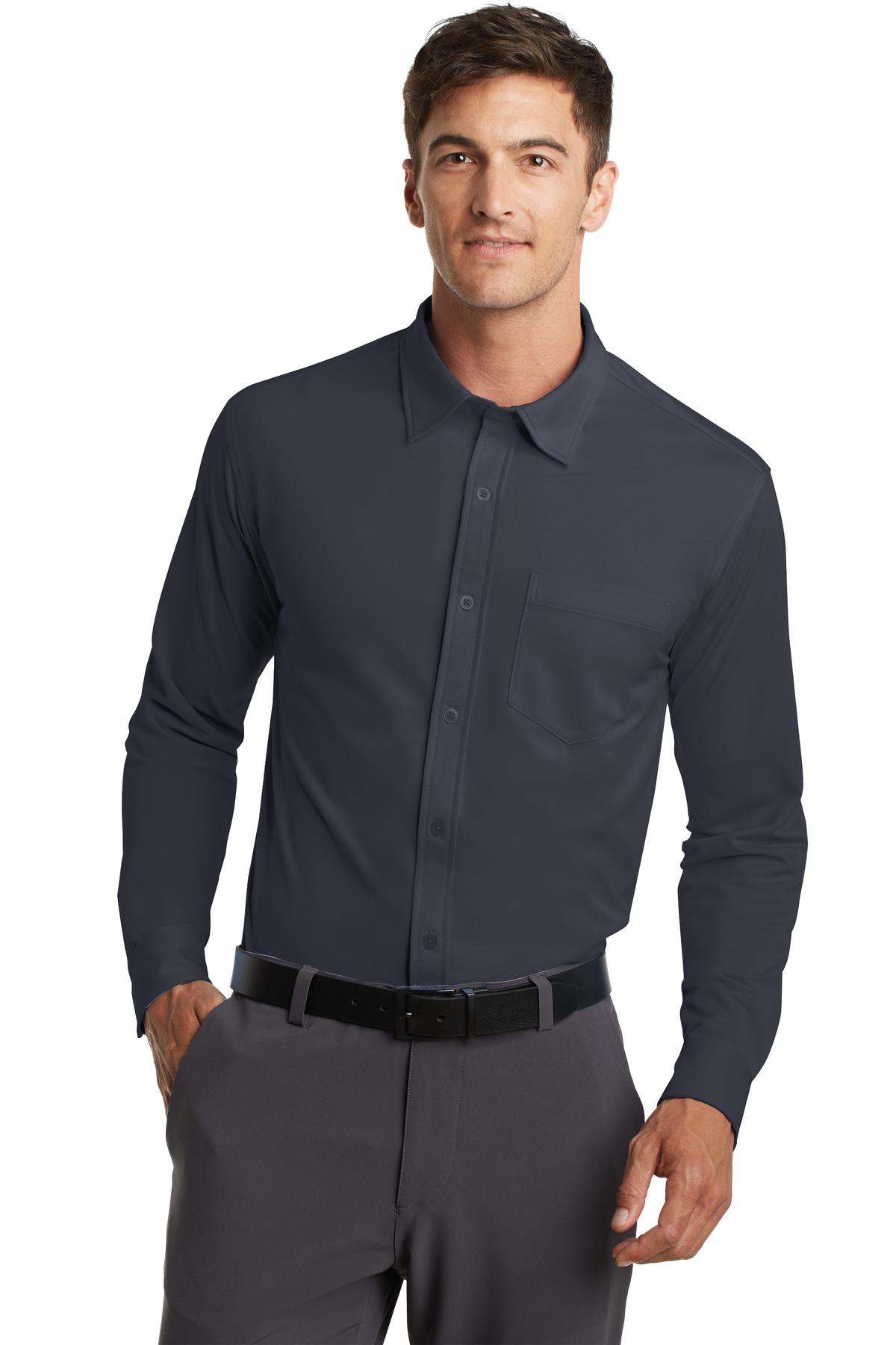 Port Authority Dimension Knit Dress Shirt. K570 Battleship Grey