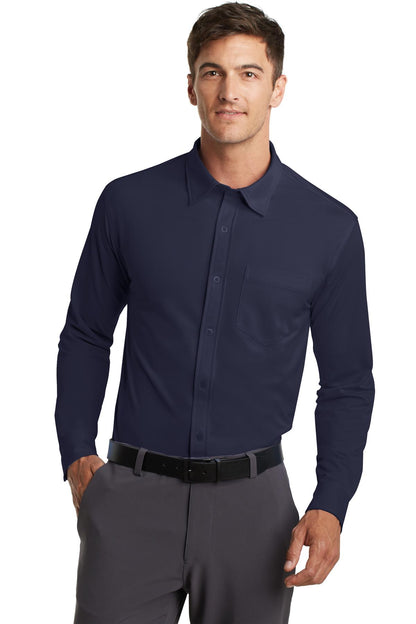 Port Authority Dimension Knit Dress Shirt. K570 Dark Navy
