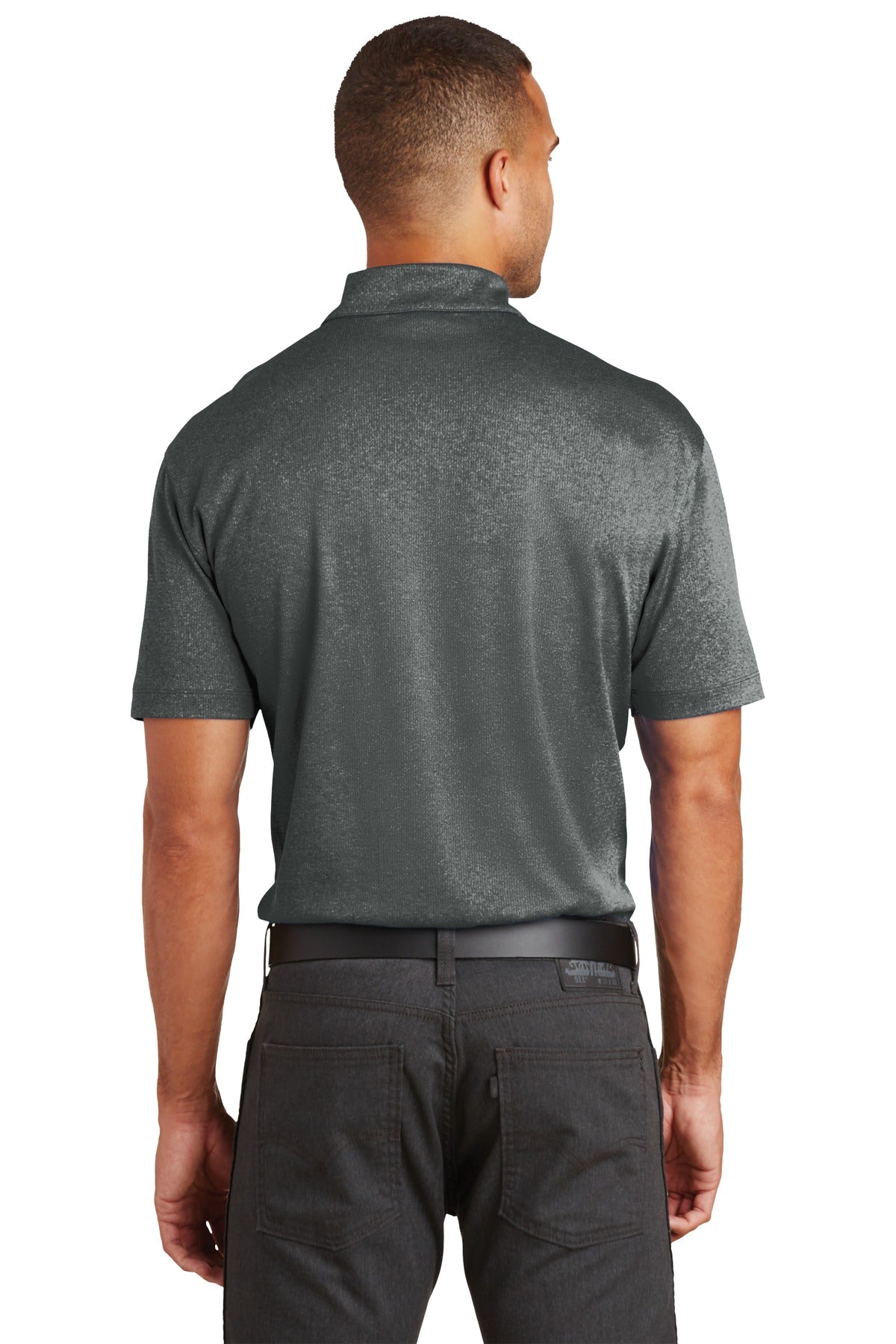 Port Authority Trace Heather Polo. K576 Charcoal Heather