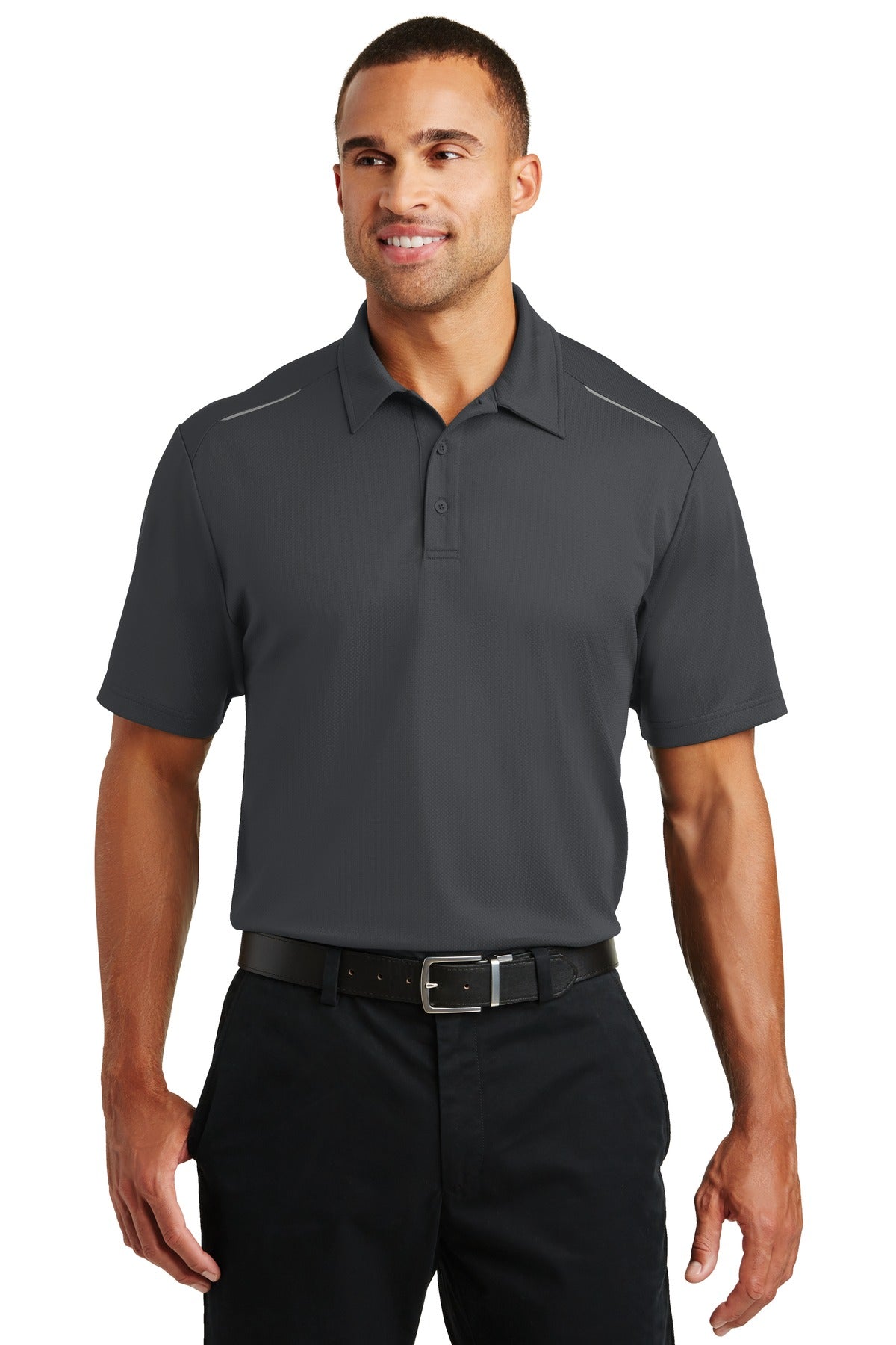 Port Authority Pinpoint Mesh Polo. K580 Battleship Grey