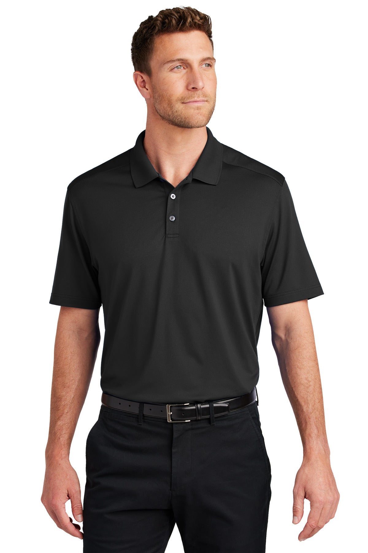 Port Authority City Stretch Flat Knit Polo K683 Black