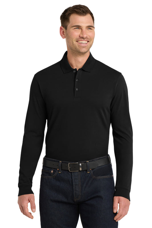 Port Authority EZCotton Long Sleeve Polo K8000LS Black