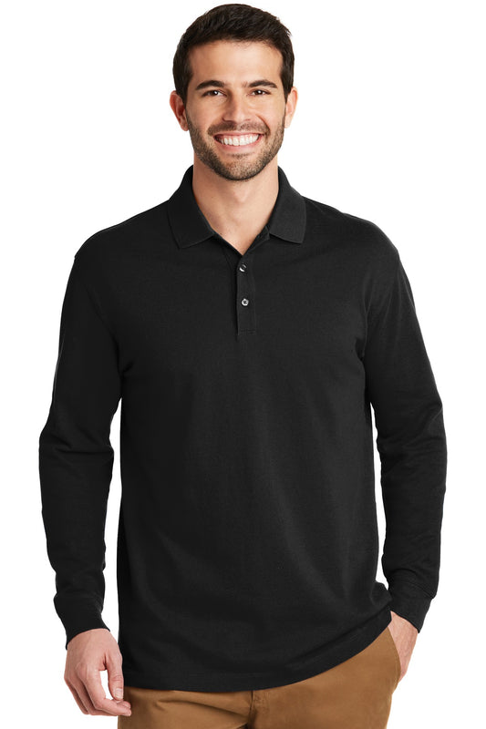 Port Authority EZCotton Long Sleeve Polo. K8000LS Black