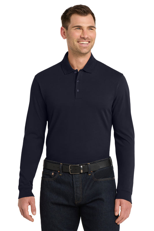 Port Authority EZCotton Long Sleeve Polo K8000LS Navy