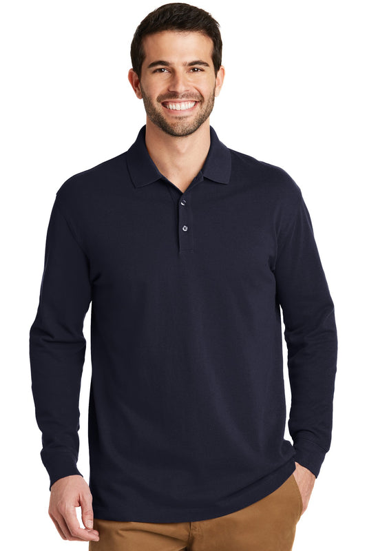 Port Authority EZCotton Long Sleeve Polo. K8000LS Navy