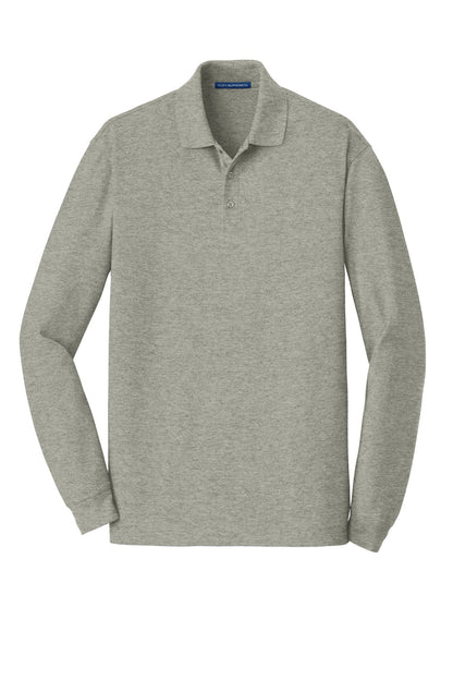 Port Authority EZCotton Long Sleeve Polo. K8000LS Oxford Heather