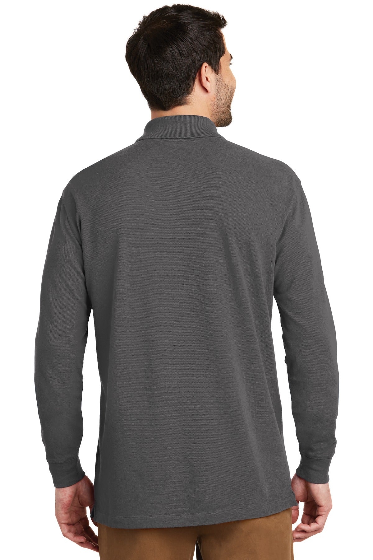 Port Authority EZCotton Long Sleeve Polo. K8000LS Sterling Grey
