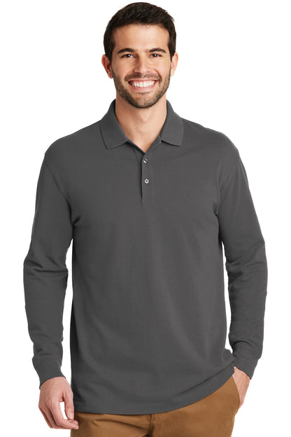 Port Authority EZCotton Long Sleeve Polo. K8000LS Sterling Grey