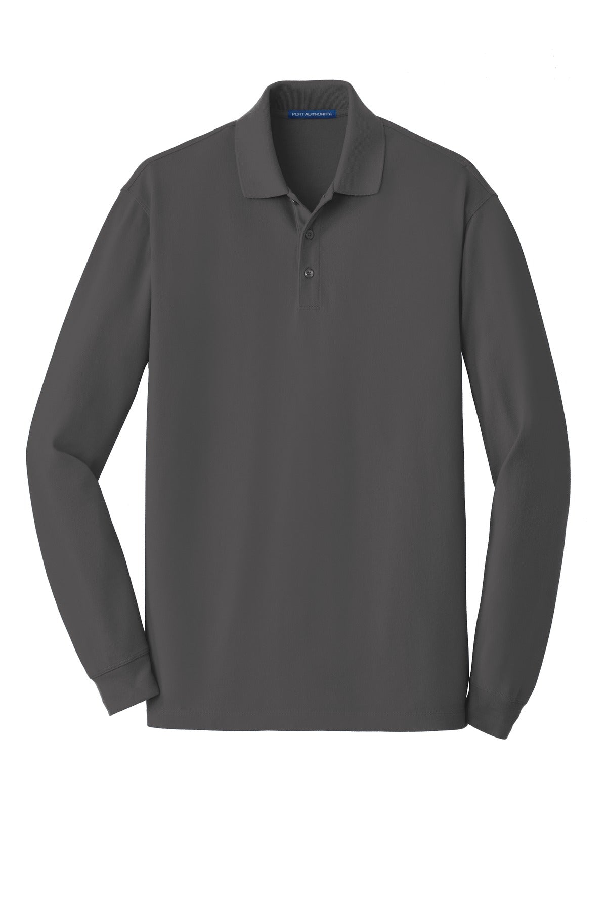 Port Authority EZCotton Long Sleeve Polo. K8000LS Sterling Grey