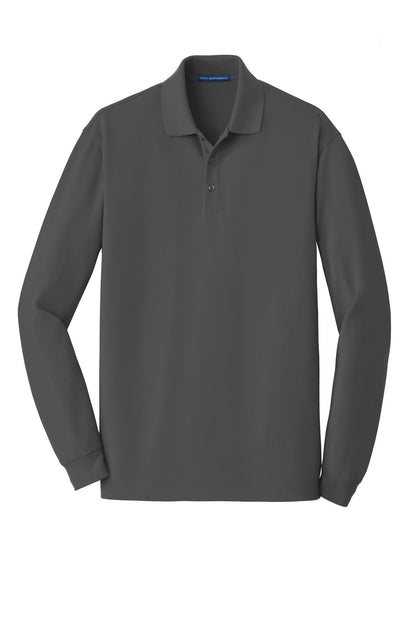 Port Authority EZCotton Long Sleeve Polo. K8000LS Sterling Grey