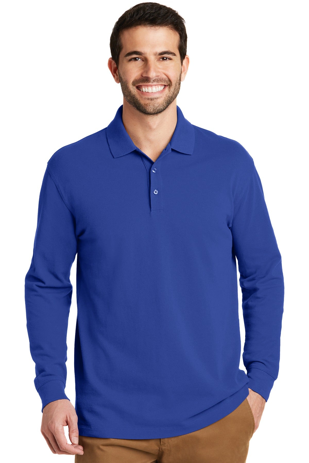 Port Authority EZCotton Long Sleeve Polo. K8000LS True Royal