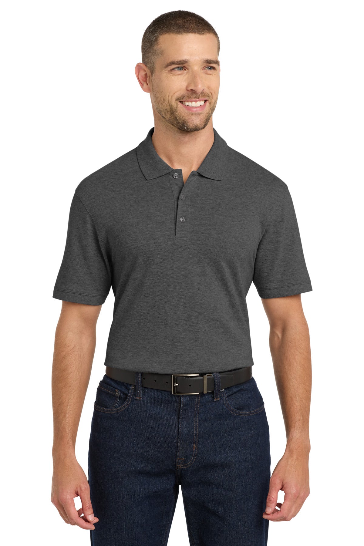 Port Authority EZCotton Polo K8000 Charcoal Heather