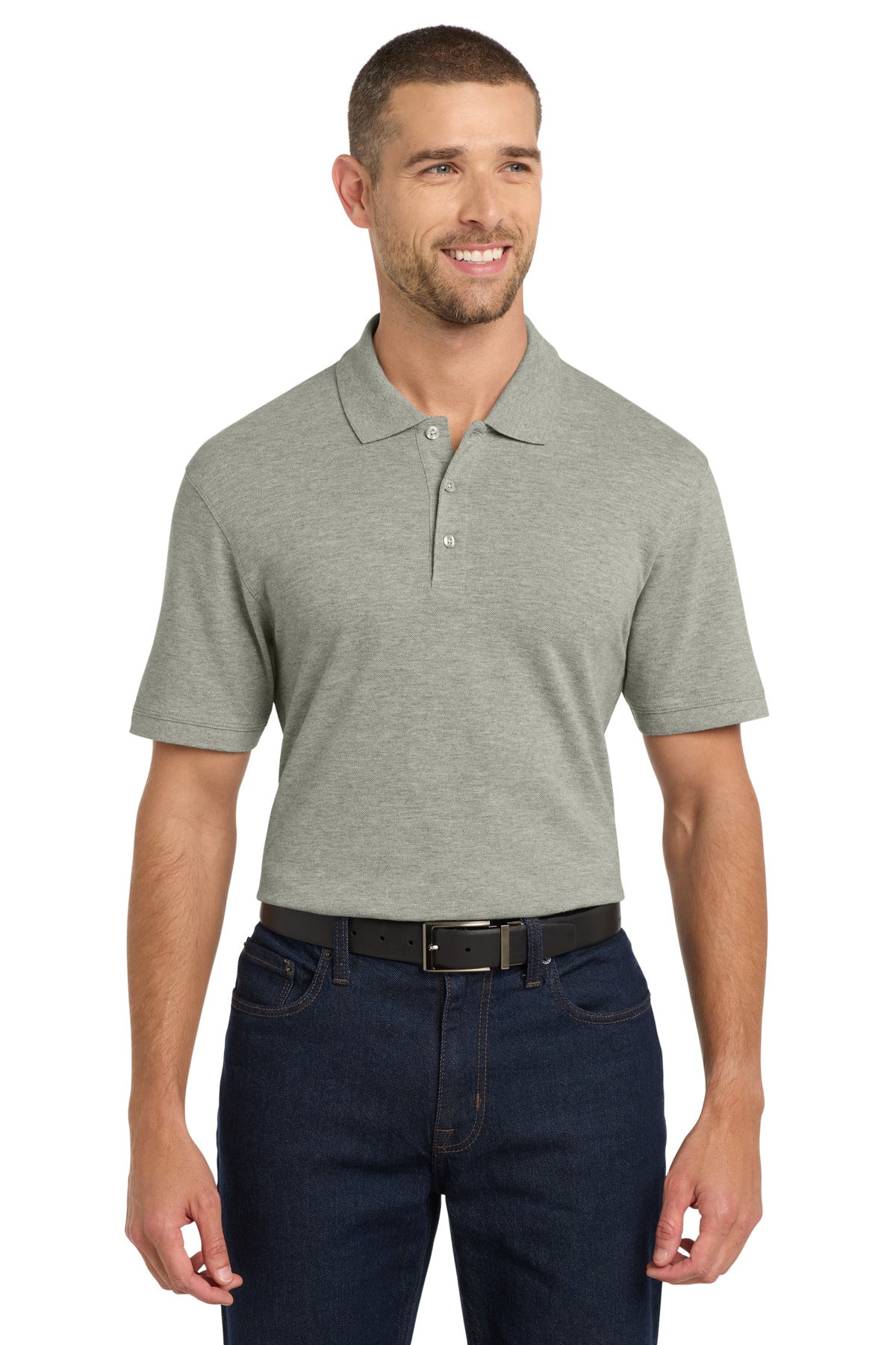 Port Authority EZCotton Polo K8000 Oxford Heather