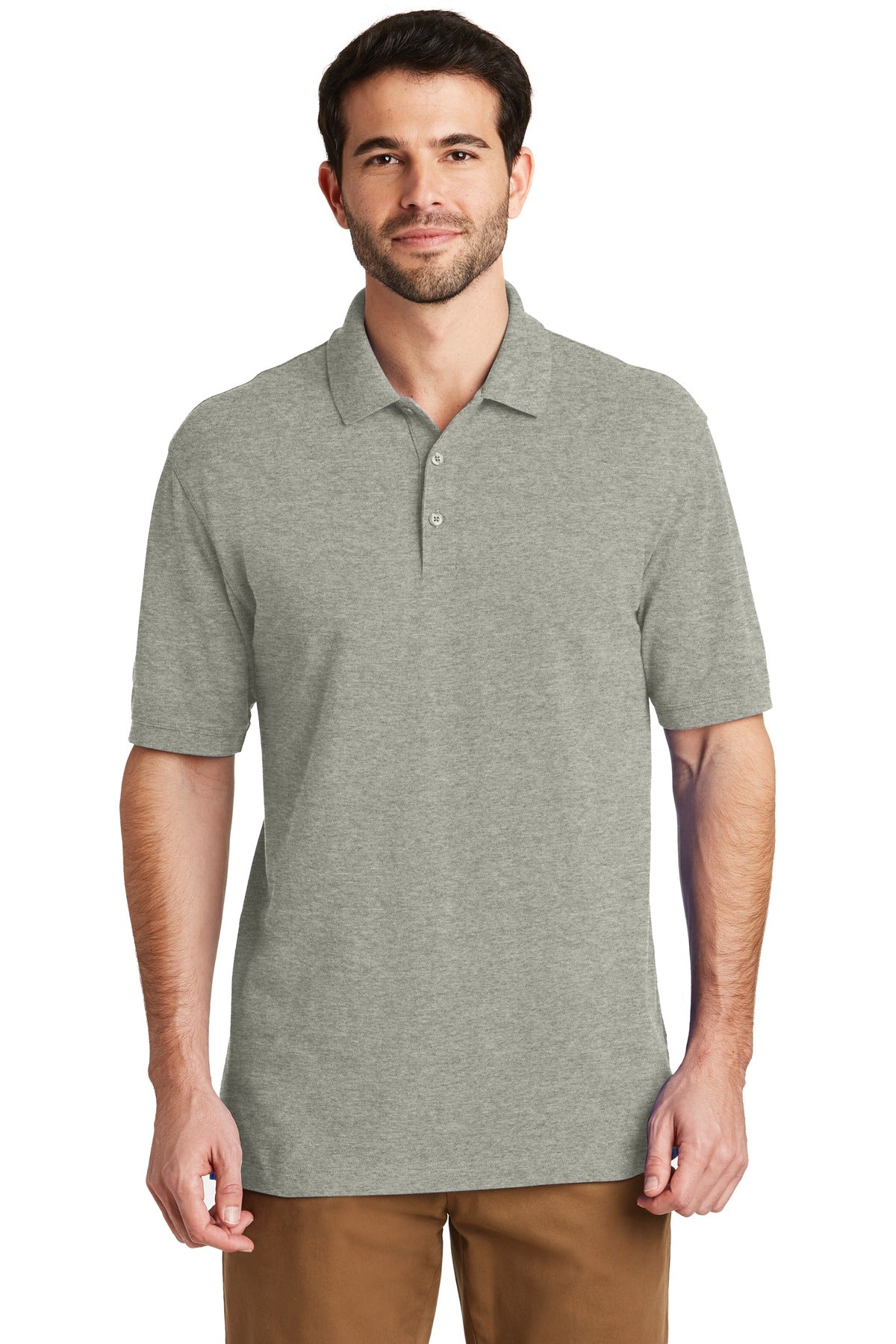 Port Authority EZCotton Polo. K8000 Oxford Heather