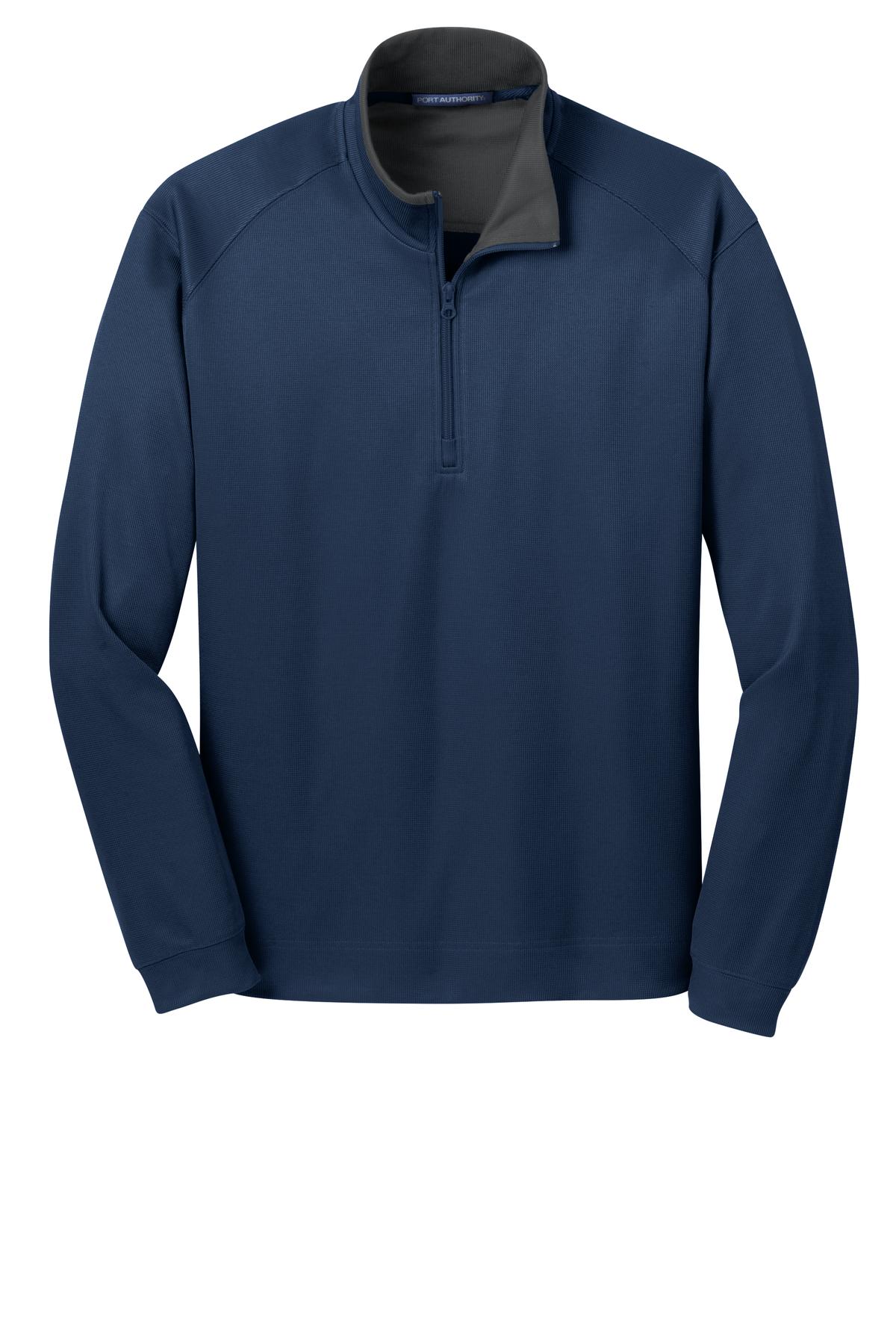 Port Authority Vertical Texture 1/4-Zip Pullover. K805 Regatta Blue/ Iron Grey