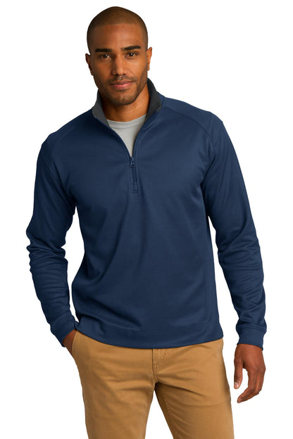 Port Authority Vertical Texture 1/4-Zip Pullover. K805 Regatta Blue/ Iron Grey
