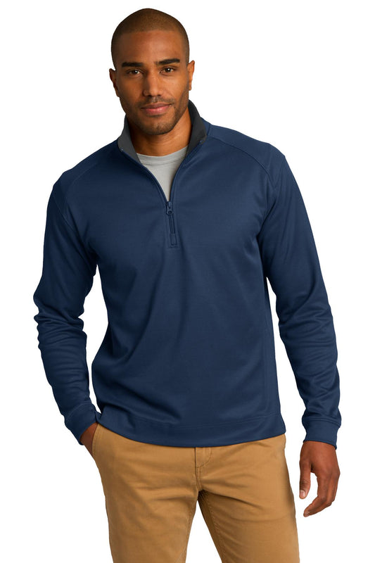 Port Authority Vertical Texture 1/4-Zip Pullover. K805 Regatta Blue/ Iron Grey
