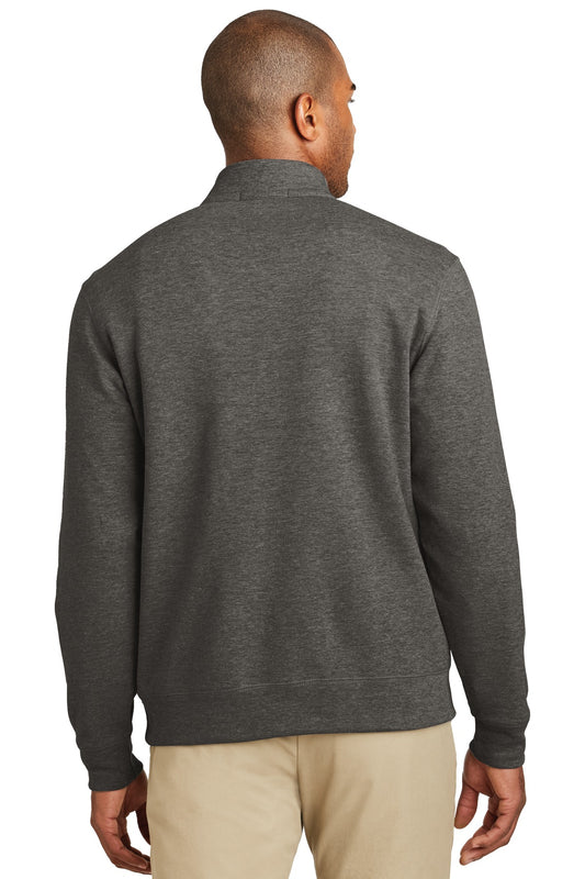 Port Authority Interlock 1/4-Zip. K807 Charcoal Heather/ Medium Heather Grey