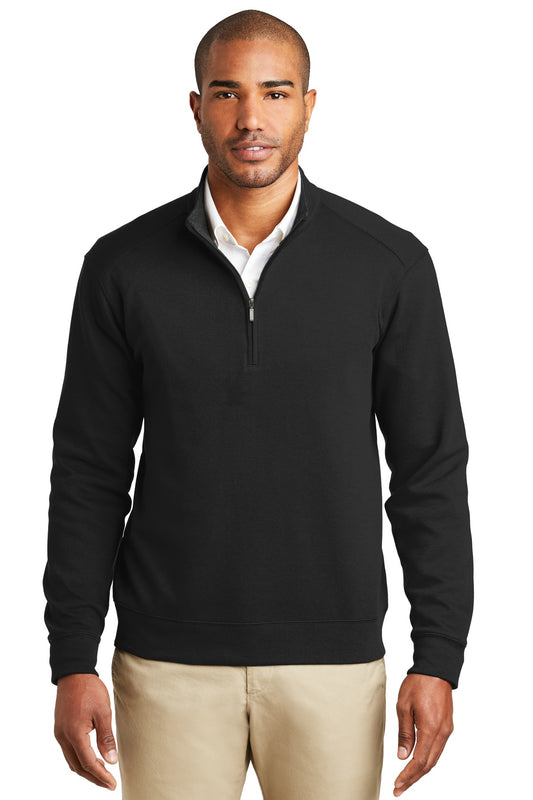Port Authority Interlock 1/4-Zip. K807 Deep Black/ Charcoal Heather