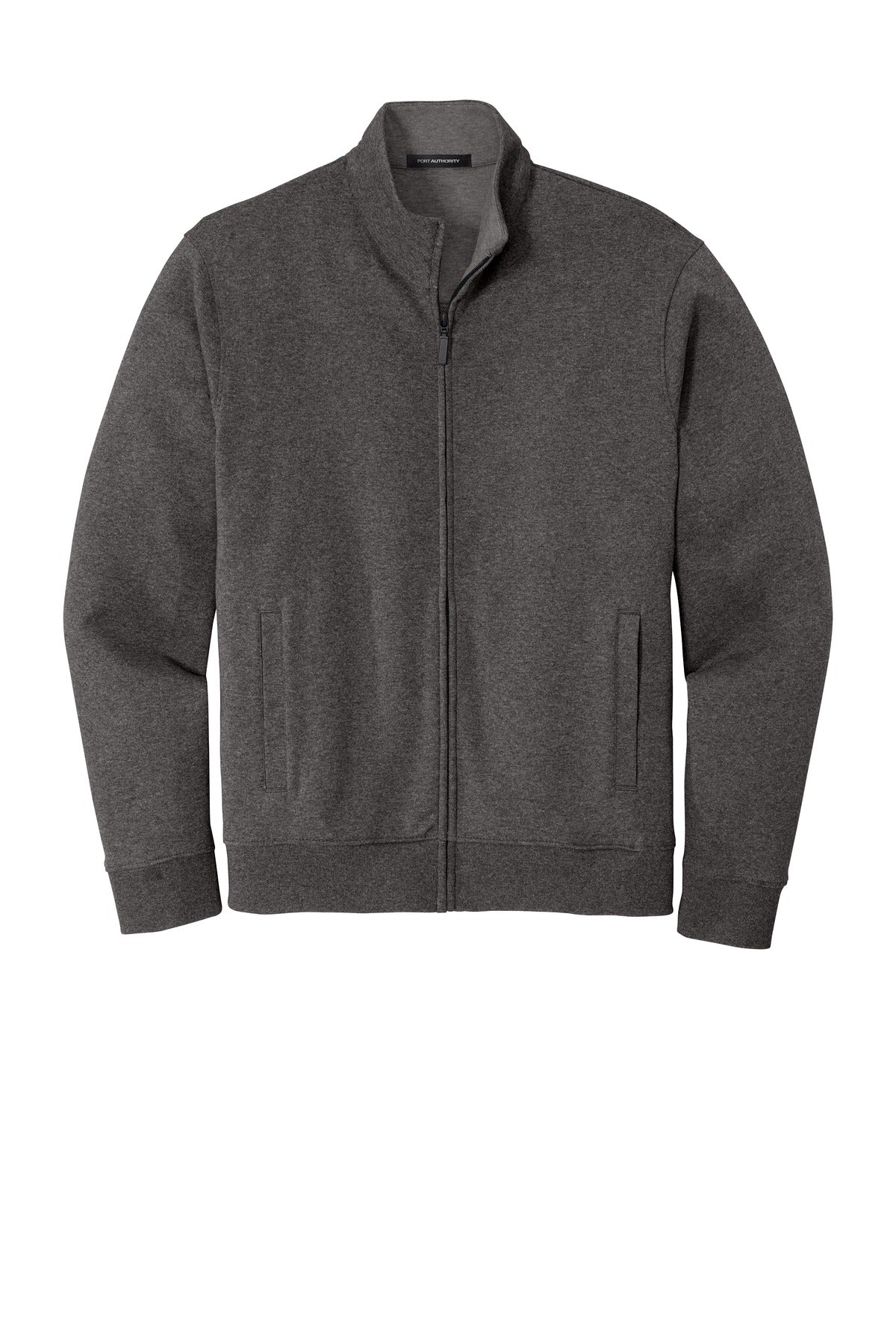 Port Authority  Interlock Full-Zip. K809 Charcoal Heather/ Medium Heather Grey