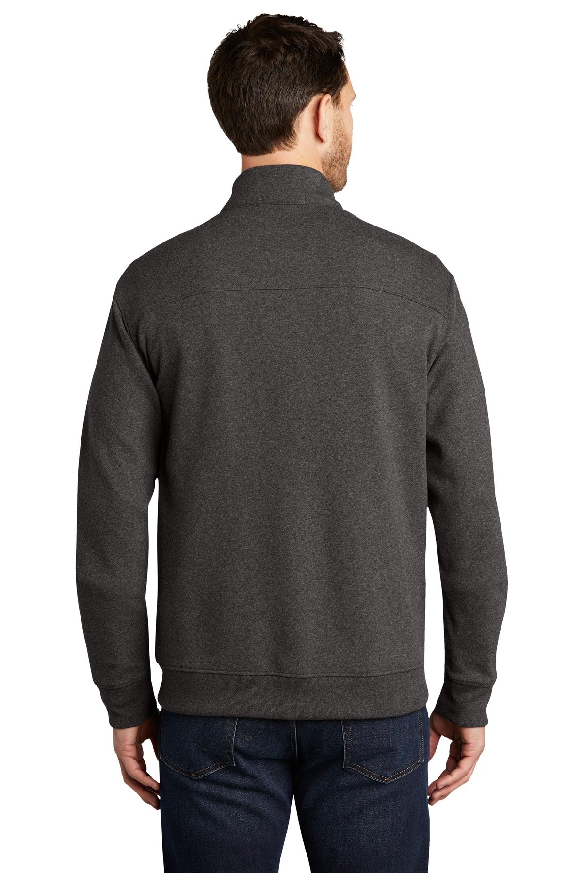 Port Authority  Interlock Full-Zip. K809 Charcoal Heather/ Medium Heather Grey